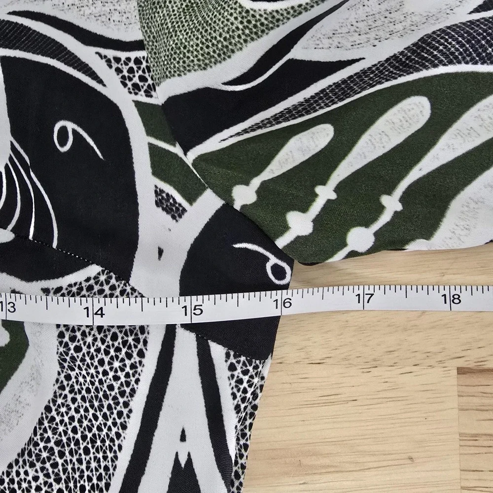Farm Rio Dress Womens Small Black Green Leaf Print Maxi Long Sleeve Viscose - Picture 7 of 13